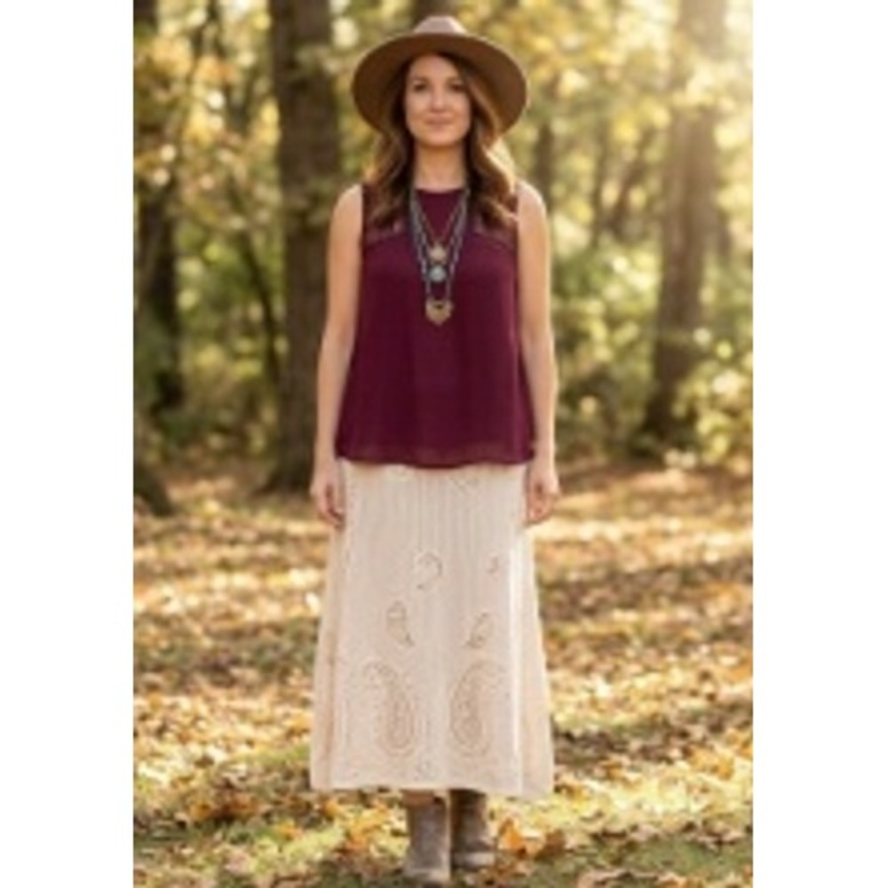 Anthropologie Elodie Burgundy Red Lace Blouse Top Large Fall Boho Sleeveless EUC